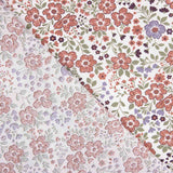 Popelín Algodón Estampado Flor Lila y Teja - Ribes y Casals