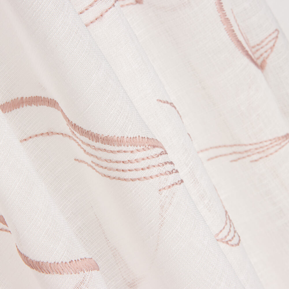 Visillo Bordado Pluma Rosa - Ribes y Casals