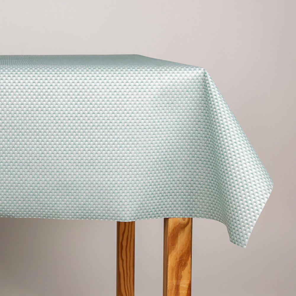 Mantel Resinado Antimanchas Rombo Hikari Verde Agua - Ribes y Casals