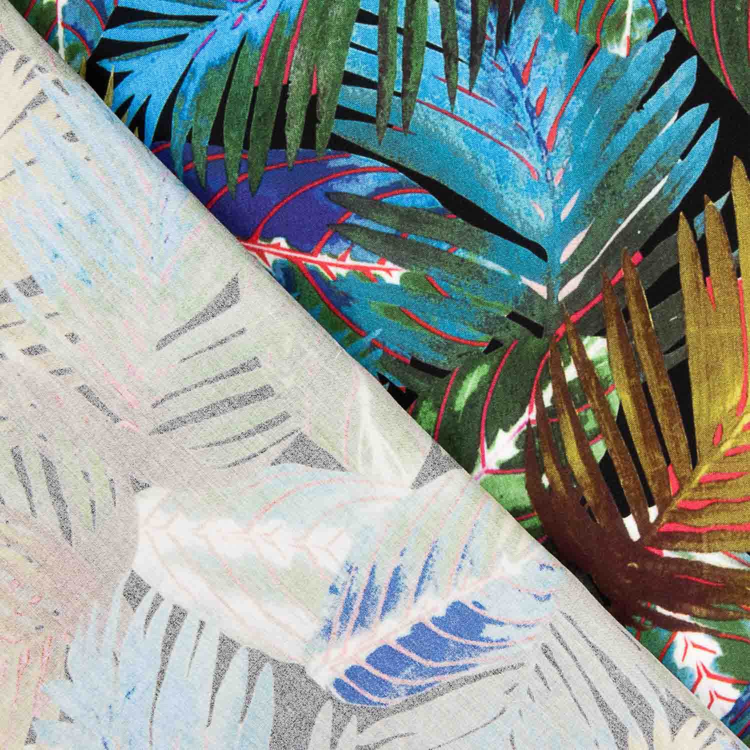 Viscosa Estampado Palmas Azules - Ribes y Casals