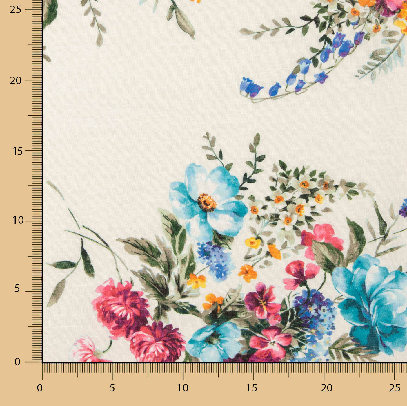 Retal Rústico Estampado Floral Marfil - Varias medidas x ancho de 150 cm - Ribes y Casals