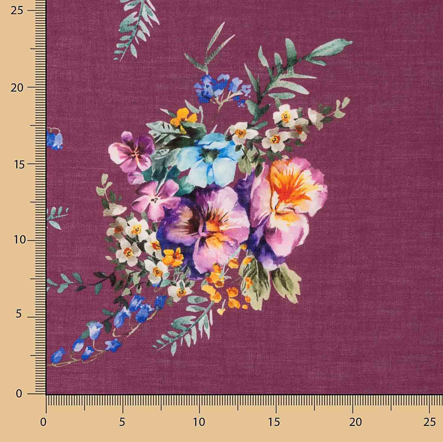 Rústico Estampado Floral Burdeos - Ribes y Casals