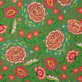 Tela Rústico Estampado Manila Verde Aceituna - Ribes y Casals