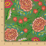 Tela Rústico Estampado Manila Verde Aceituna - Ribes y Casals