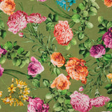 Tela Rústico Estampado Floral Verde Aceituna - Ribes y Casals