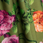 Tela Rústico Estampado Floral Verde Aceituna - Ribes y Casals