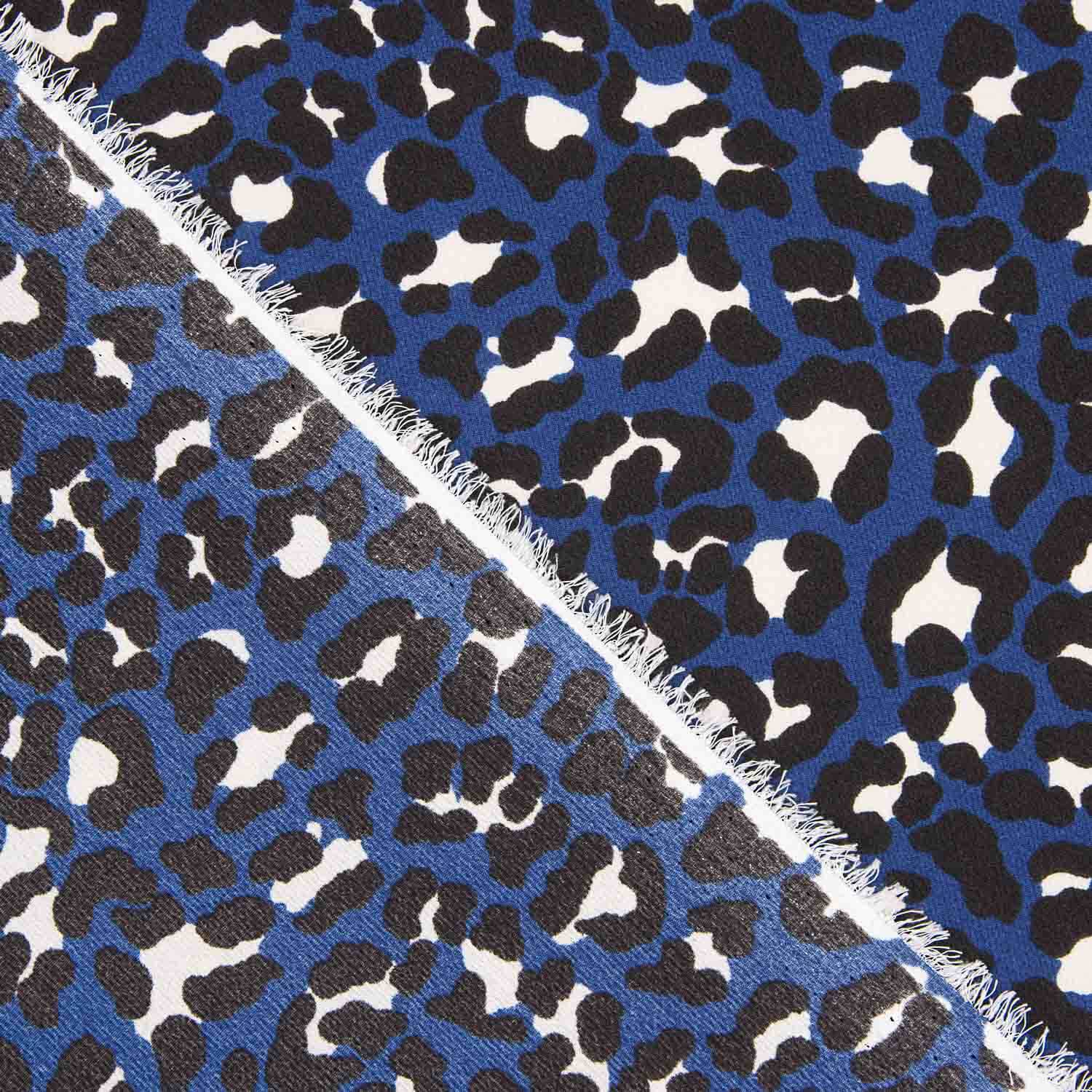 Crepé Estampado Animal Print Azul - Ribes y Casals