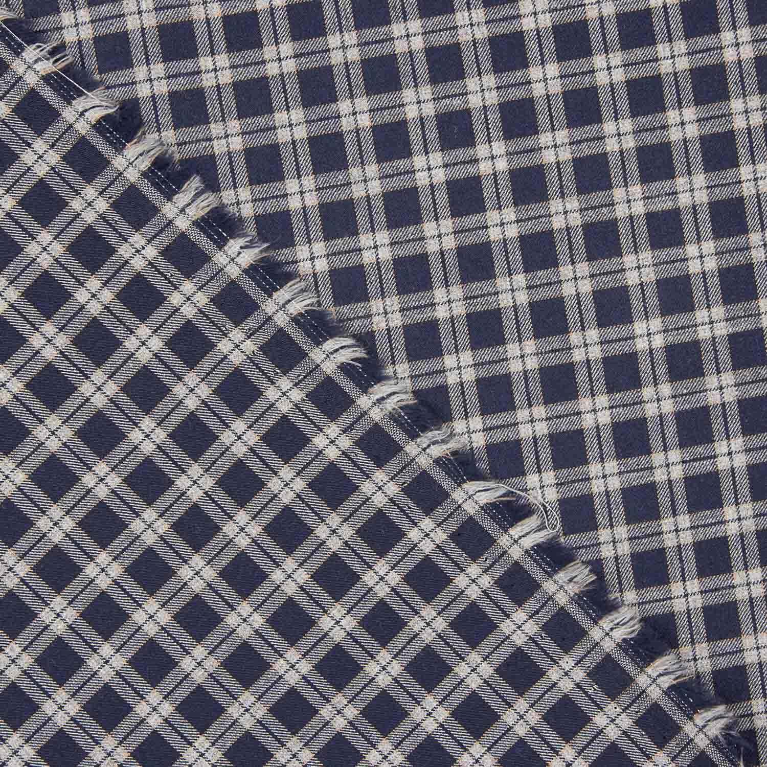 Viyela Cuadro Boston Marino-Gris - Ribes y Casals