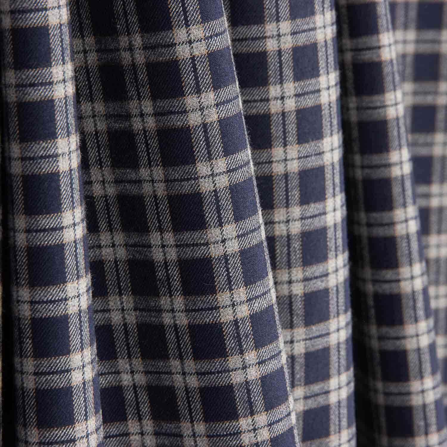 Viyela Cuadro Boston Marino-Gris - Ribes y Casals