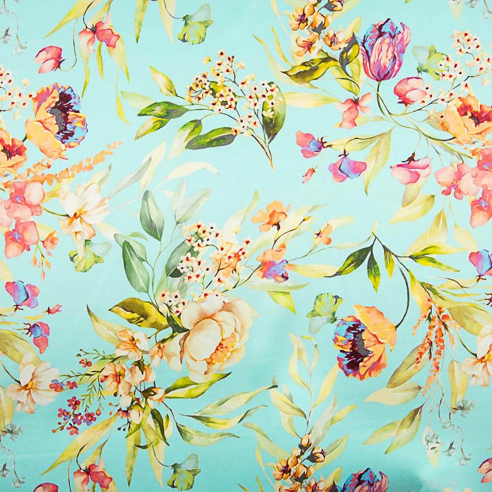 Satén Seda Natural Cremona Azul - Ribes y Casals