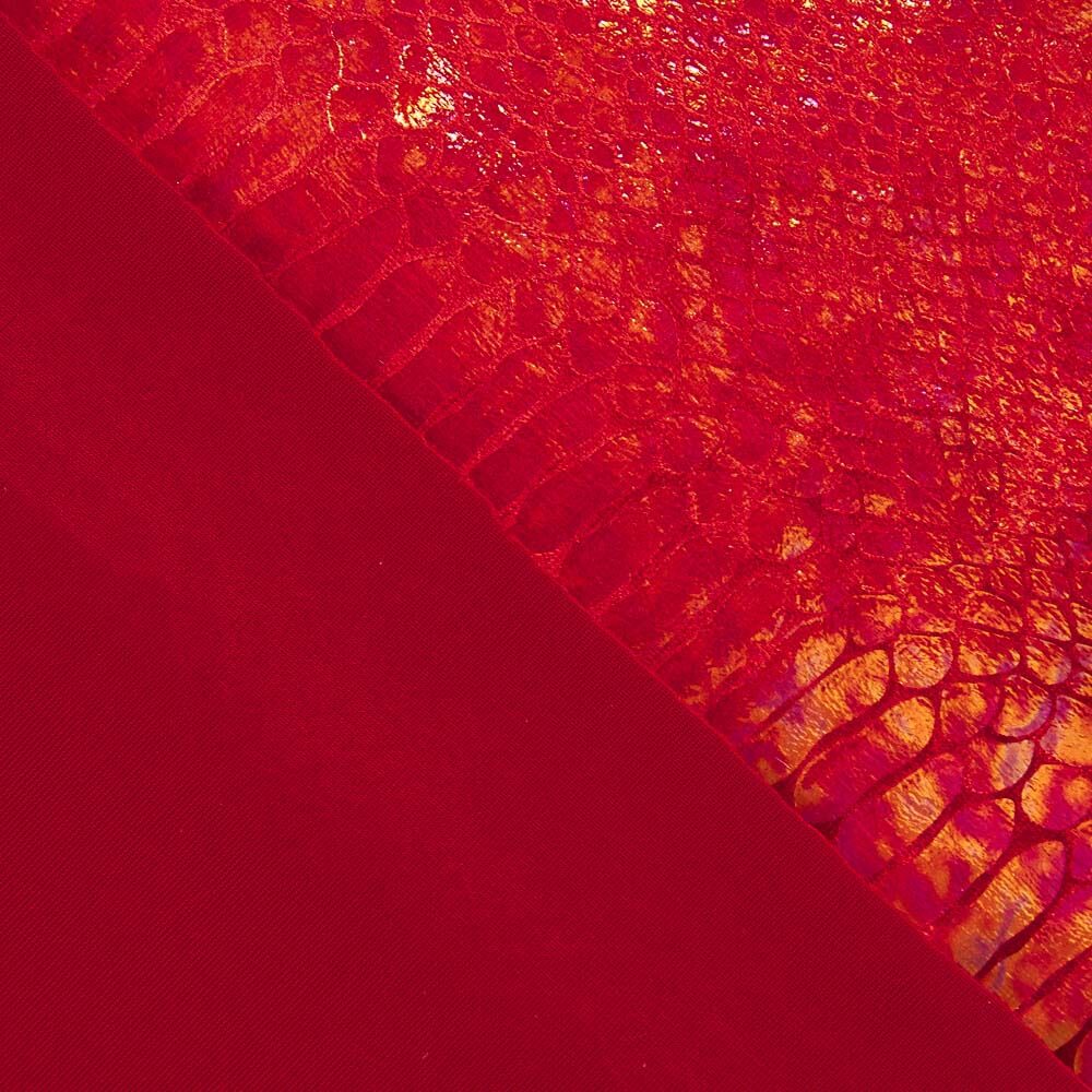 Retal Velvet Spandex Snake Rojo 145x145 cm - Ribes y Casals