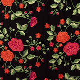 Mantón Bordado Rosa Roja Tencel Negro - Ribes y Casals