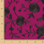 Mantón Bordado Negro Tencel Fresa - Ribes y Casals