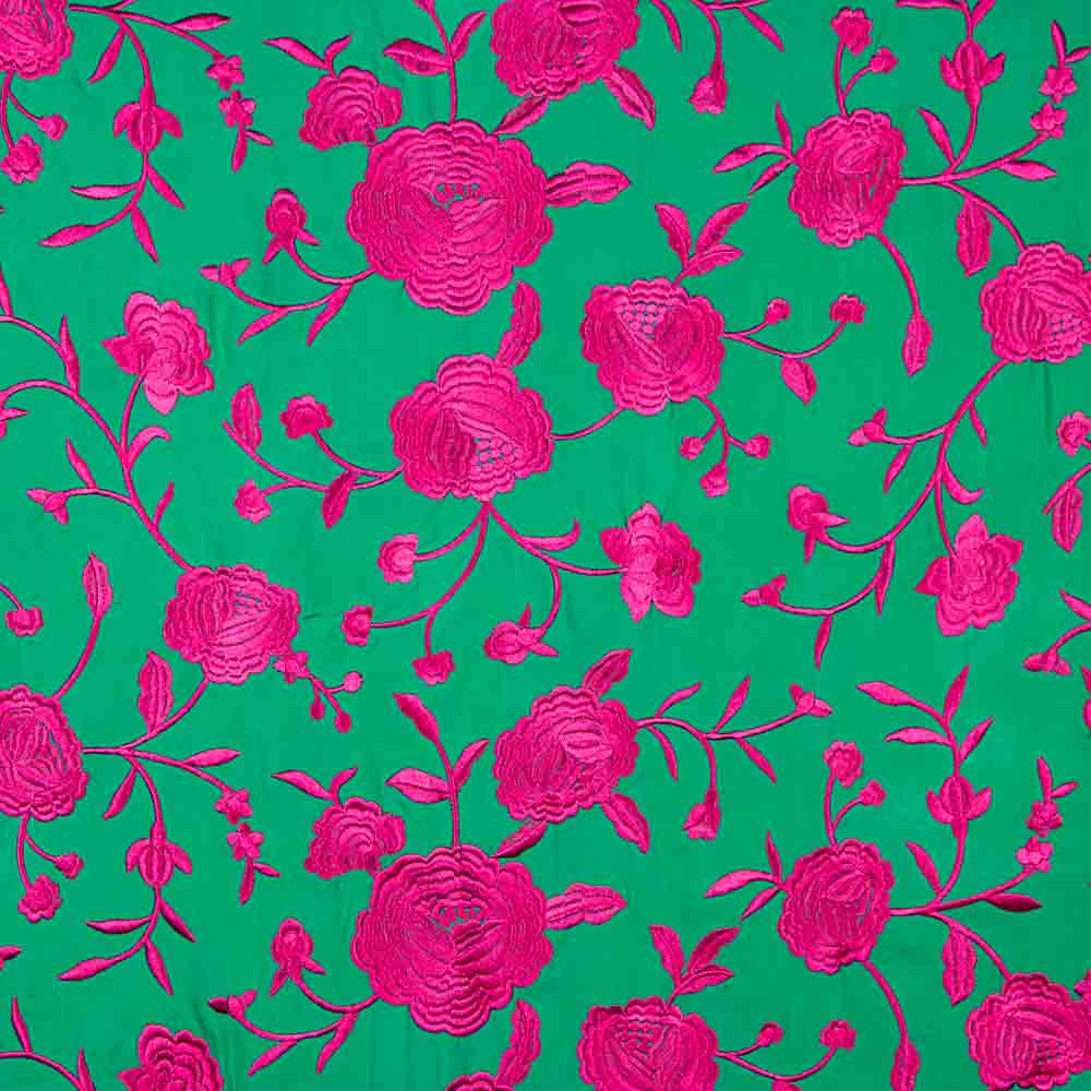 Mantón Bordado Fucsia Tencel Esmeralda - Ribes y Casals
