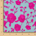 Mantón Bordado Fucsia Tencel Azul Claro - Ribes y Casals