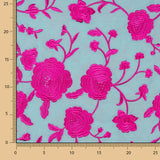 Mantón Bordado Fucsia Tencel Azul Claro - Ribes y Casals