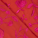 Mantón Bordado Fucsia Tencel Rojo - Ribes y Casals