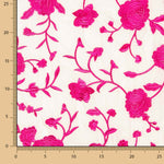 Mantón Bordado Fucsia Tencel Blanco Natural - Ribes y Casals
