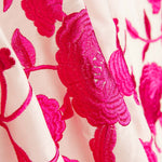 Mantón Bordado Fucsia Tencel Blanco Natural - Ribes y Casals