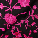 Mantón Bordado Fucsia Tencel Negro - Ribes y Casals