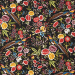 Crep Poliéster Mucha Caída Estampado Mantón Colibrí Negro - Ribes y Casals