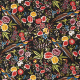 Crep Poliéster Mucha Caída Estampado Mantón Colibrí Negro - Ribes y Casals