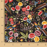 Crep Poliéster Mucha Caída Estampado Mantón Colibrí Negro - Ribes y Casals