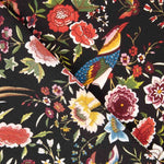 Crep Poliéster Mucha Caída Estampado Mantón Colibrí Negro - Ribes y Casals