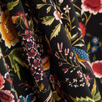 Crep Poliéster Mucha Caída Estampado Mantón Colibrí Negro - Ribes y Casals