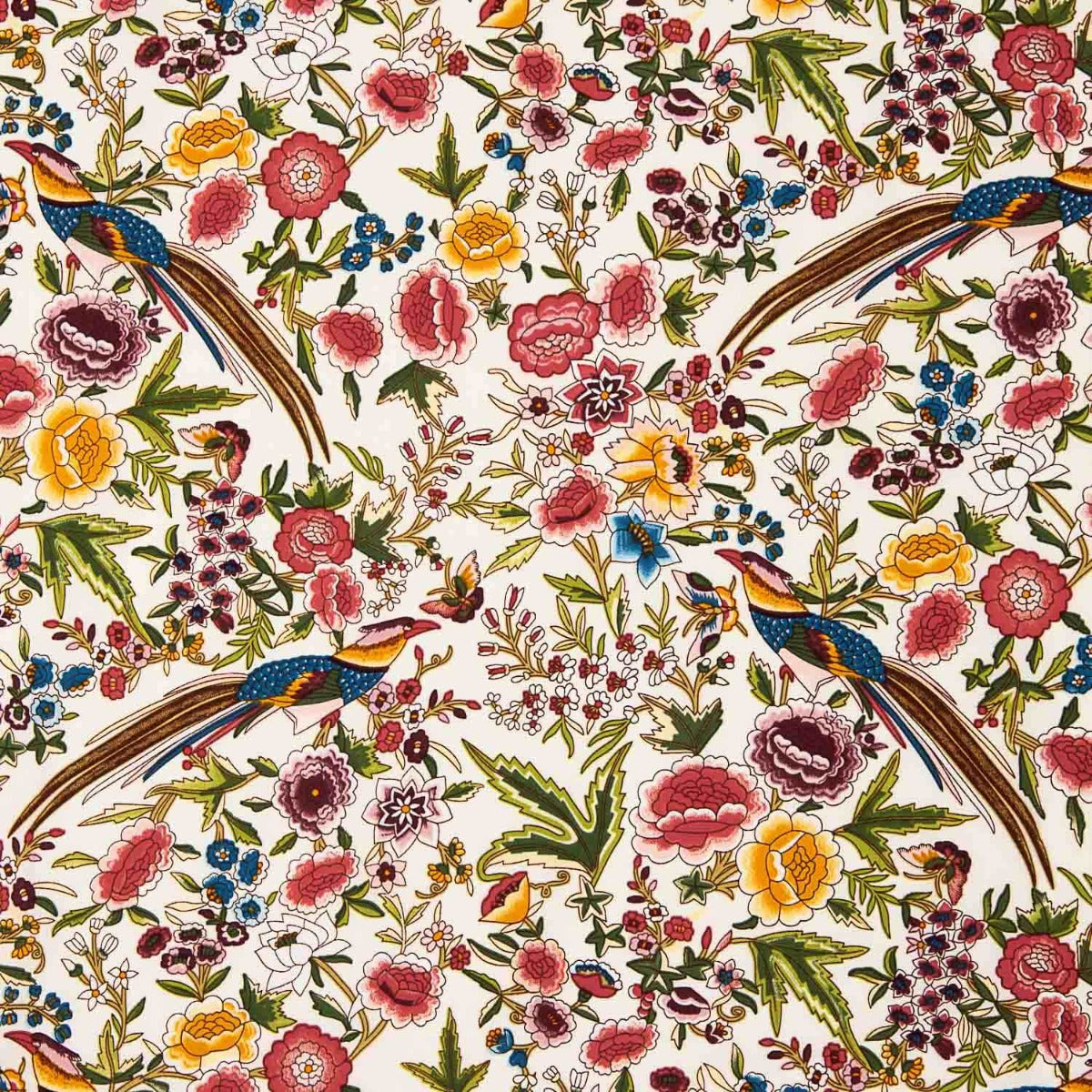 Crep Poliéster Mucha Caída Estampado Mantón Colibrí Crudo - Ribes y Casals