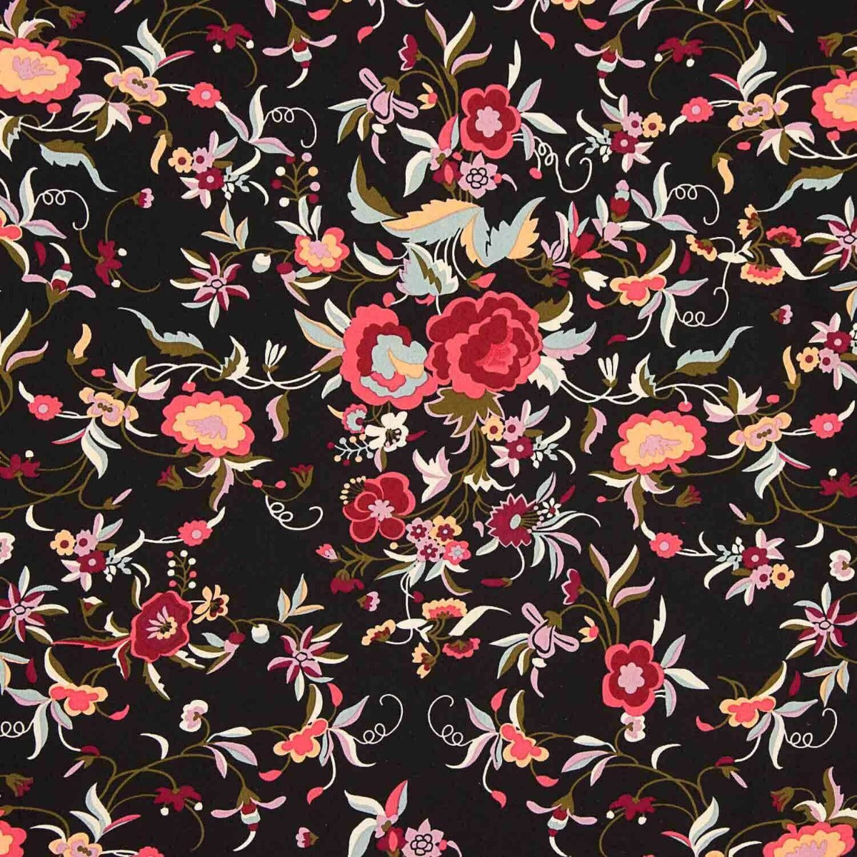 Crep Poliéster Mucha Caída Estampado Mantón Negro - Ribes y Casals