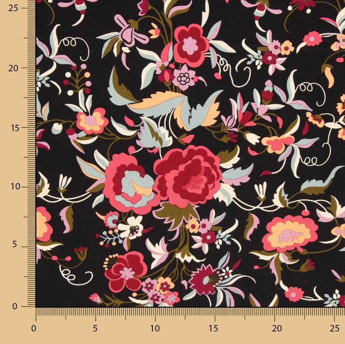 Crep Poliéster Mucha Caída Estampado Mantón Negro - Ribes y Casals