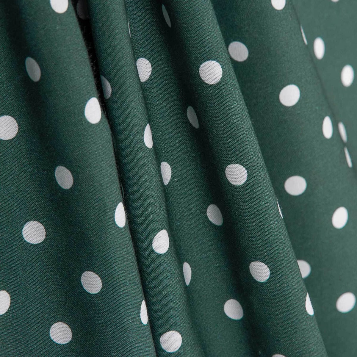 Popelín Flamenca Estampado Lunar 7mm Verde Oscuro/Blanco - Ribes y Casals