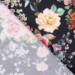 Popelín Flamenca Estampado Floral Negro - Ribes y Casals