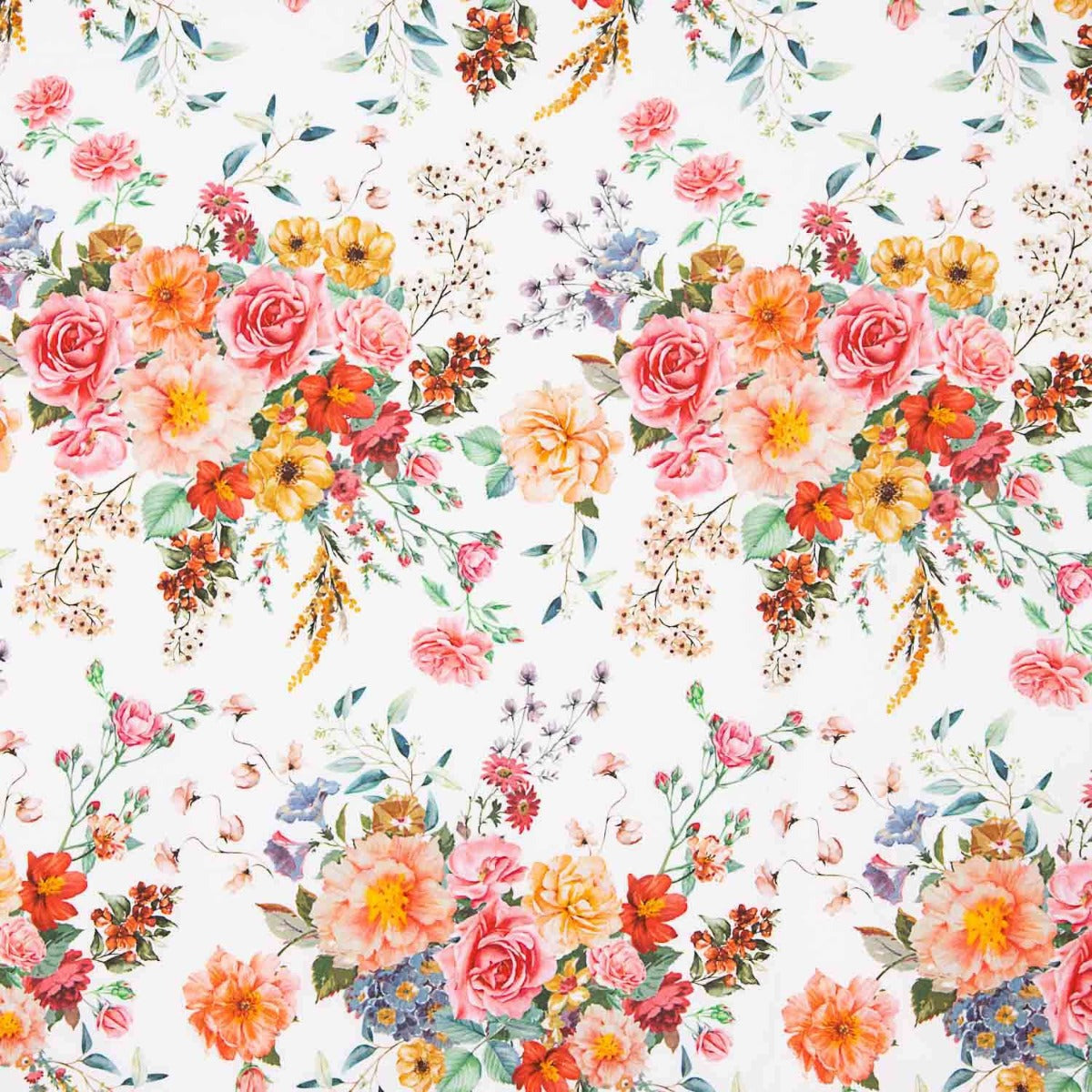 Popelín Flamenca Estampado Floral Blanco - Ribes y Casals