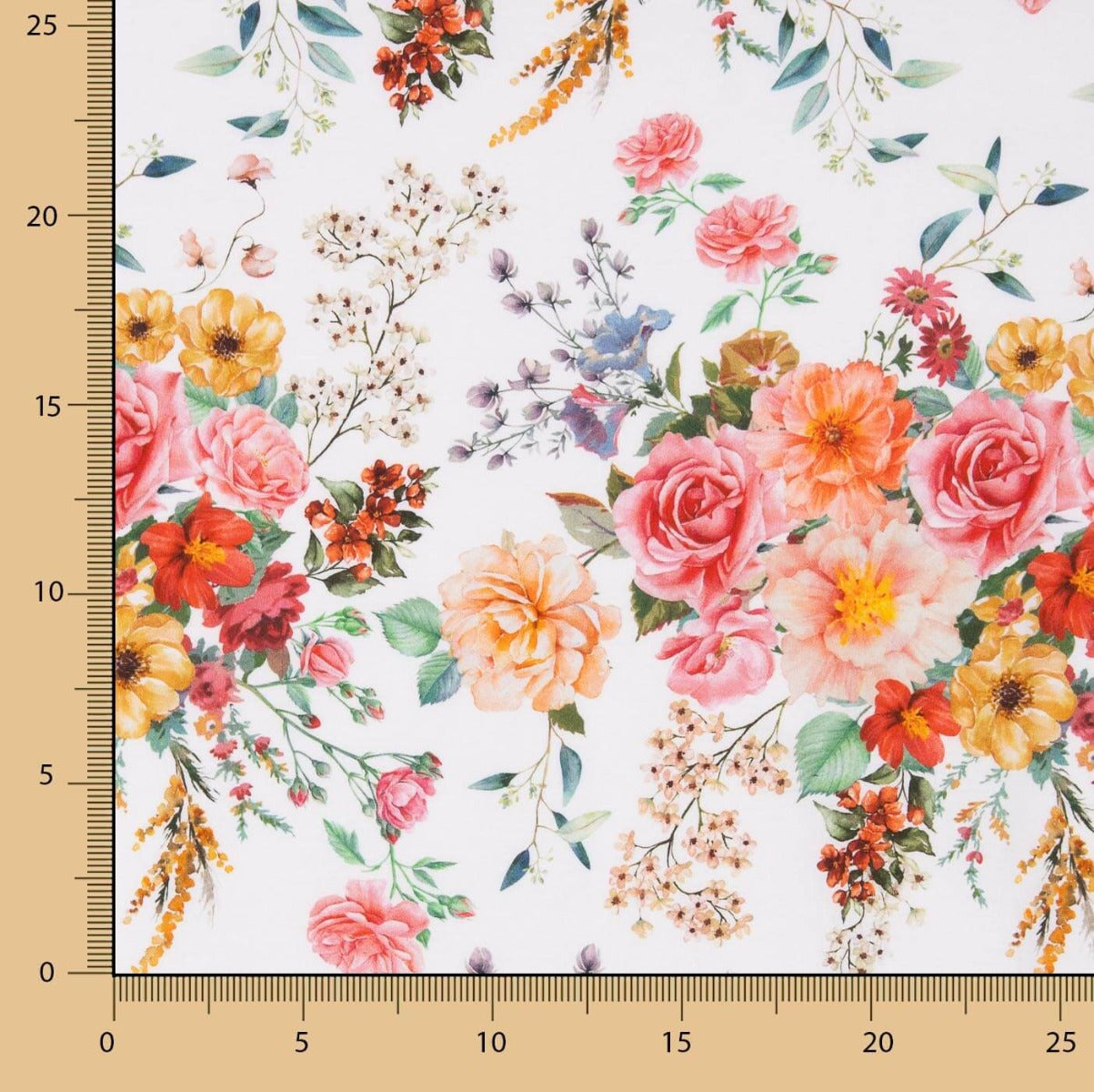 Popelín Flamenca Estampado Floral Blanco - Ribes y Casals