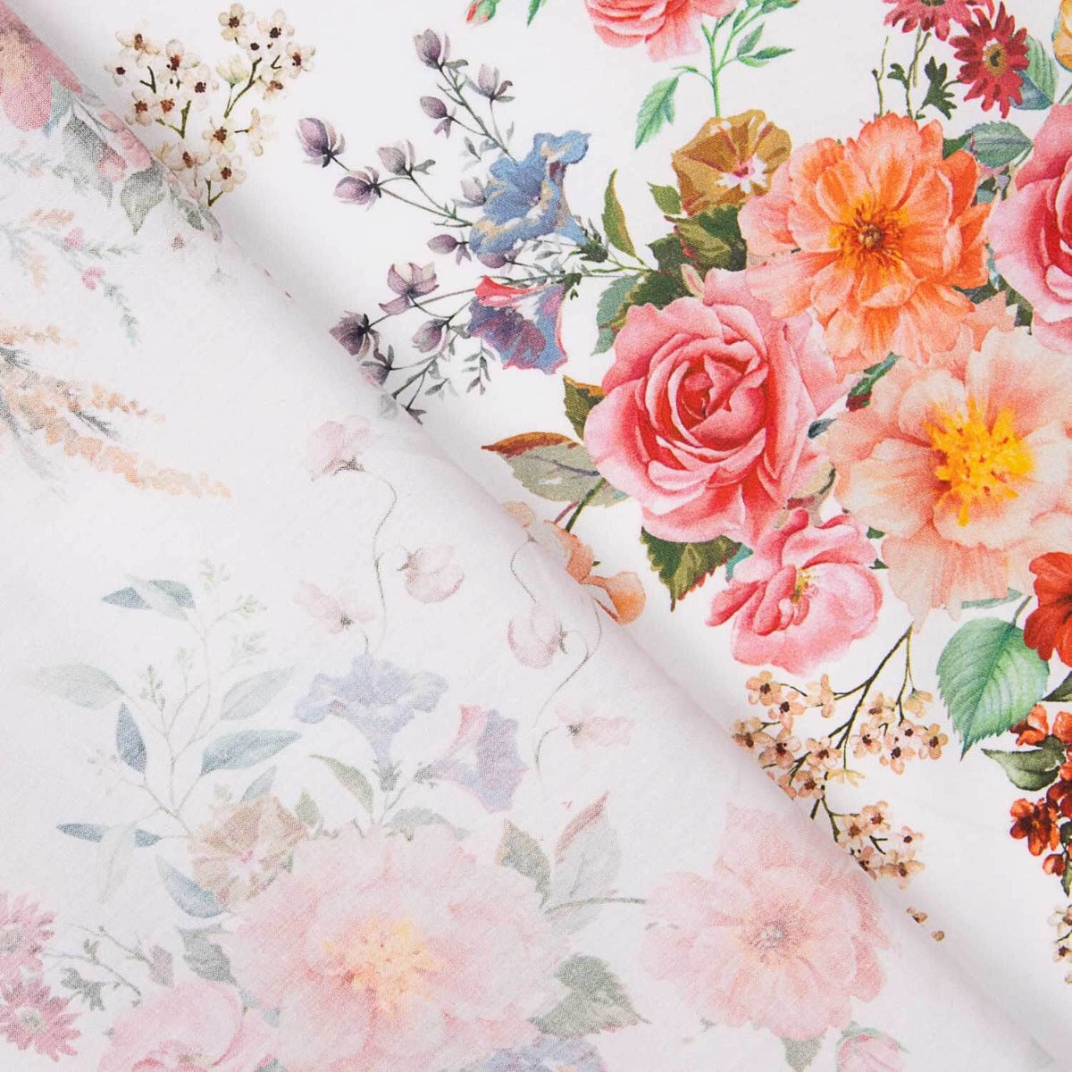 Popelín Flamenca Estampado Floral Blanco - Ribes y Casals