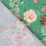 Popelín Flamenca Estampado Floral Verde - Ribes y Casals