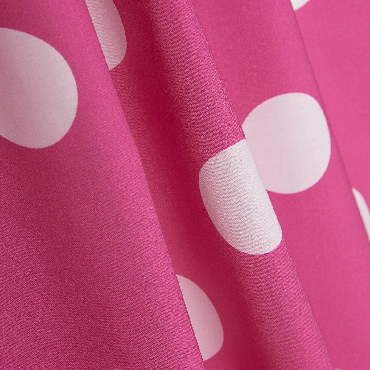 Popelín Flamenca Estampado Lunar 3cm Fucsia/Blanco - Ribes y Casals