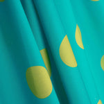 Popelín Flamenca Estampado Lunar 3cm Turquesa/Amarillo - Ribes y Casals