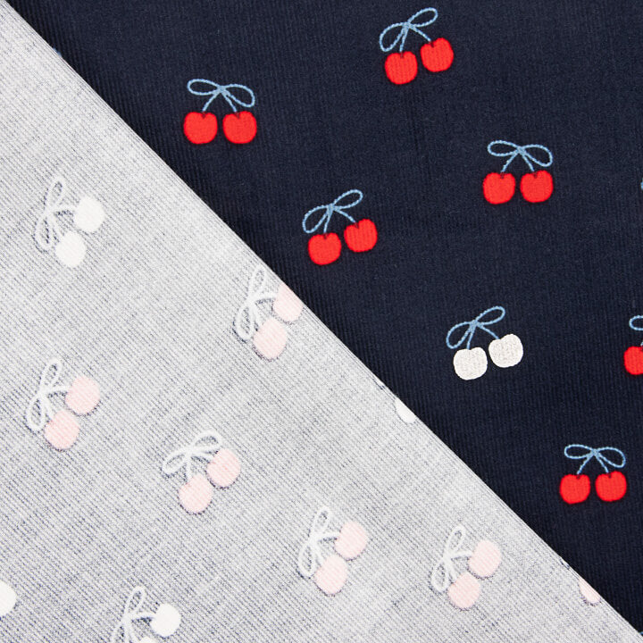 Micropana Algodón Estampada Cerezas Azul Marino - Ribes y Casals