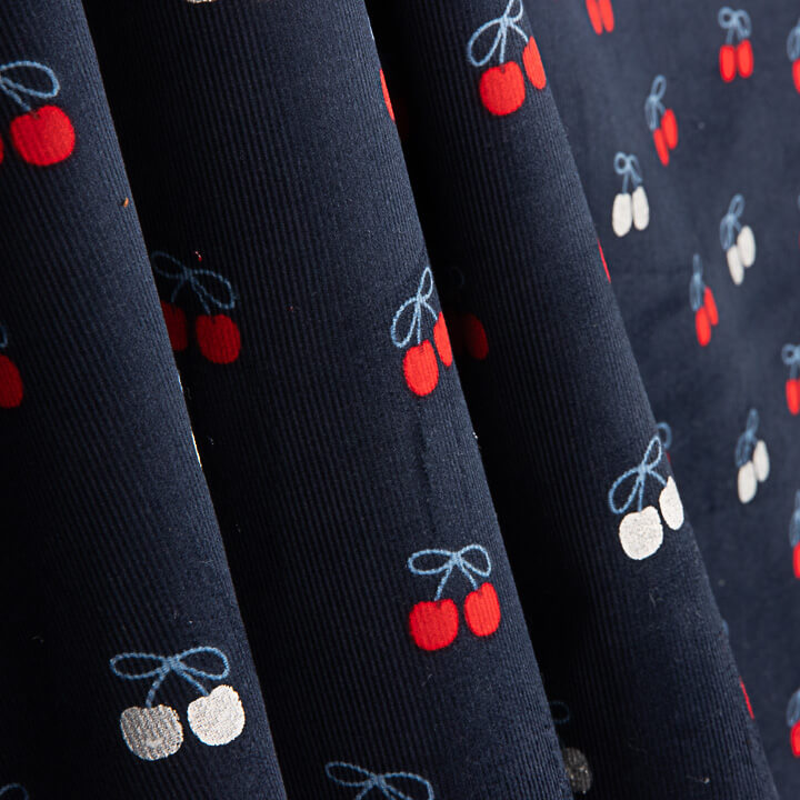 Micropana Algodón Estampada Cerezas Azul Marino - Ribes y Casals