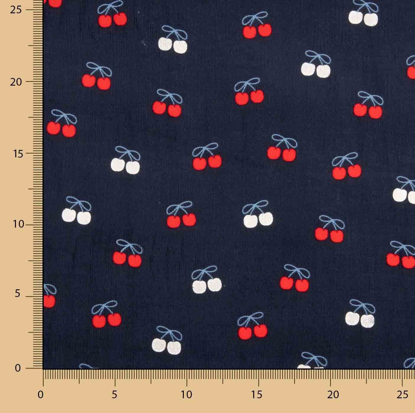 Micropana Algodón Estampada Cerezas Azul Marino - Ribes y Casals