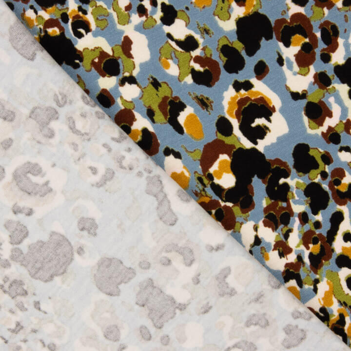 Punto de Viscosa Animal Print Abstracto Azul - Ribes y Casals