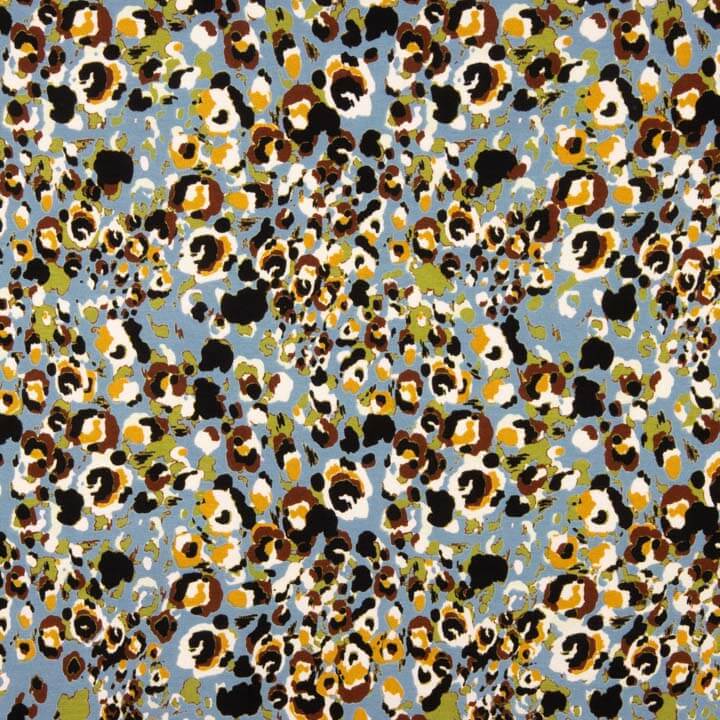 Punto de Viscosa Animal Print Abstracto Azul - Ribes y Casals