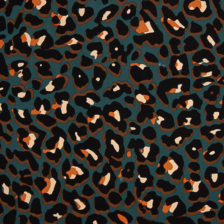 Viscosa Estampado Leopardo Petróleo - Ribes y Casals