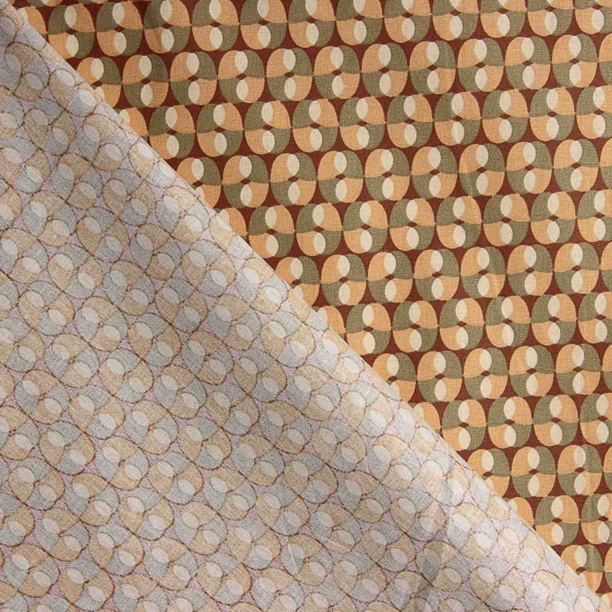 Percal Algodón Retro Kaky-Rosa - Ribes y Casals