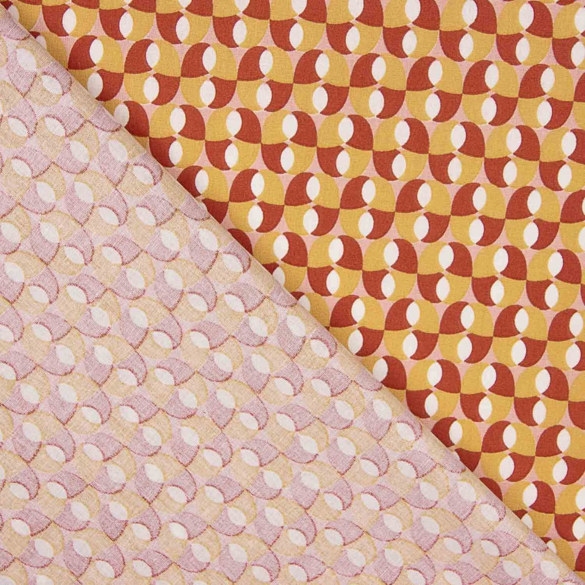 Percal Algodón Retro Ocre-Rosa - Ribes y Casals