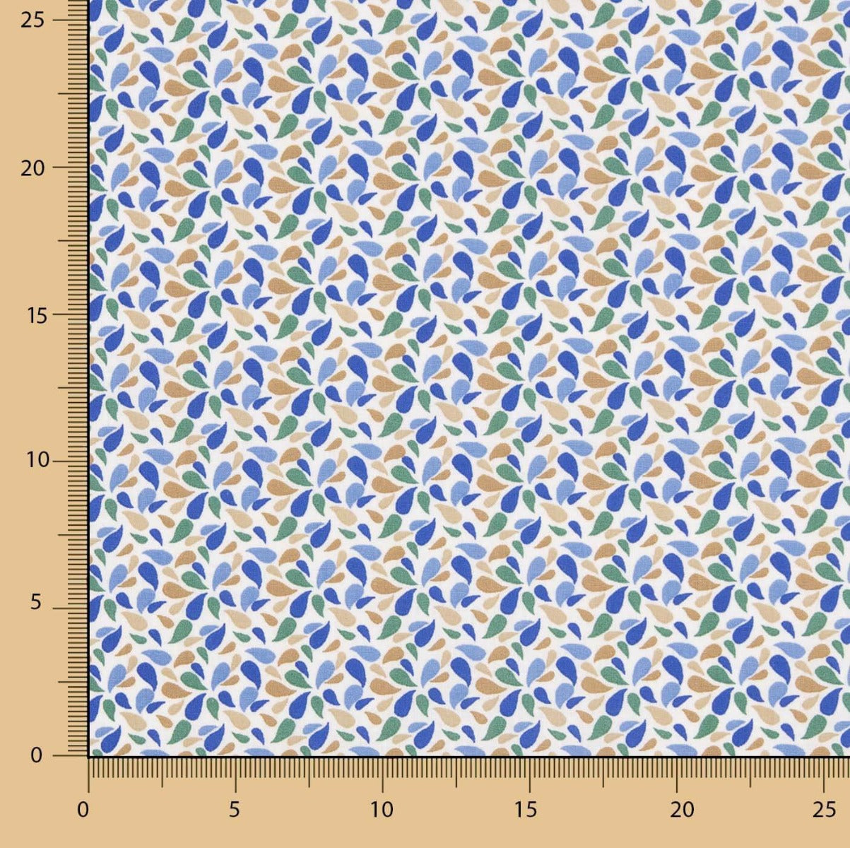 Percal Algodón Pétalos Azul-Verde - Ribes y Casals