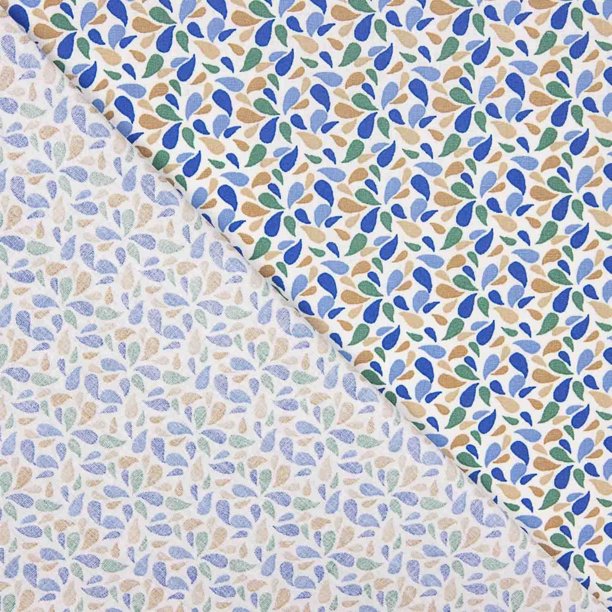 Percal Algodón Pétalos Azul-Verde - Ribes y Casals